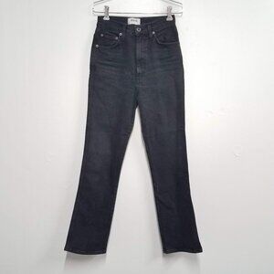 AGOLDE Pinch Waist High Rise Kick Flare Jeans Black Womens 25 A095-1286